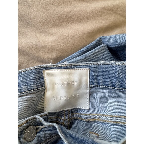 Mother Superior Womens 27 Blue Denim Distressed The Sinner Jeans Crop Frayed - Picture 9 of 12